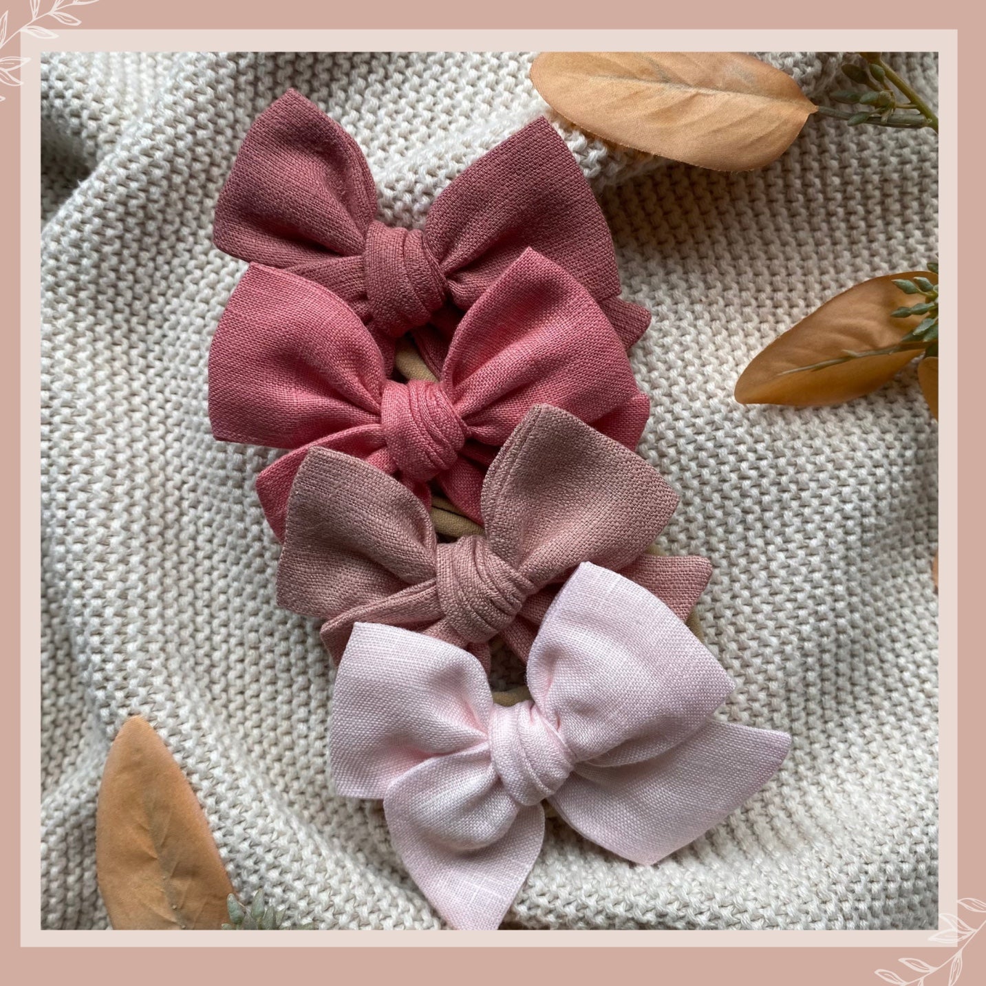 personalised baby bow, baby headband, baby, gift, linen bow, Australia, piggy tails, large bow, bambiniBop, newborn, toddler, clip, customisable, keepsake, gift