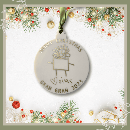 Personalised Kids' Art Christmas Bauble | Hand-Drawn Gifts for Teachers & Grandparents