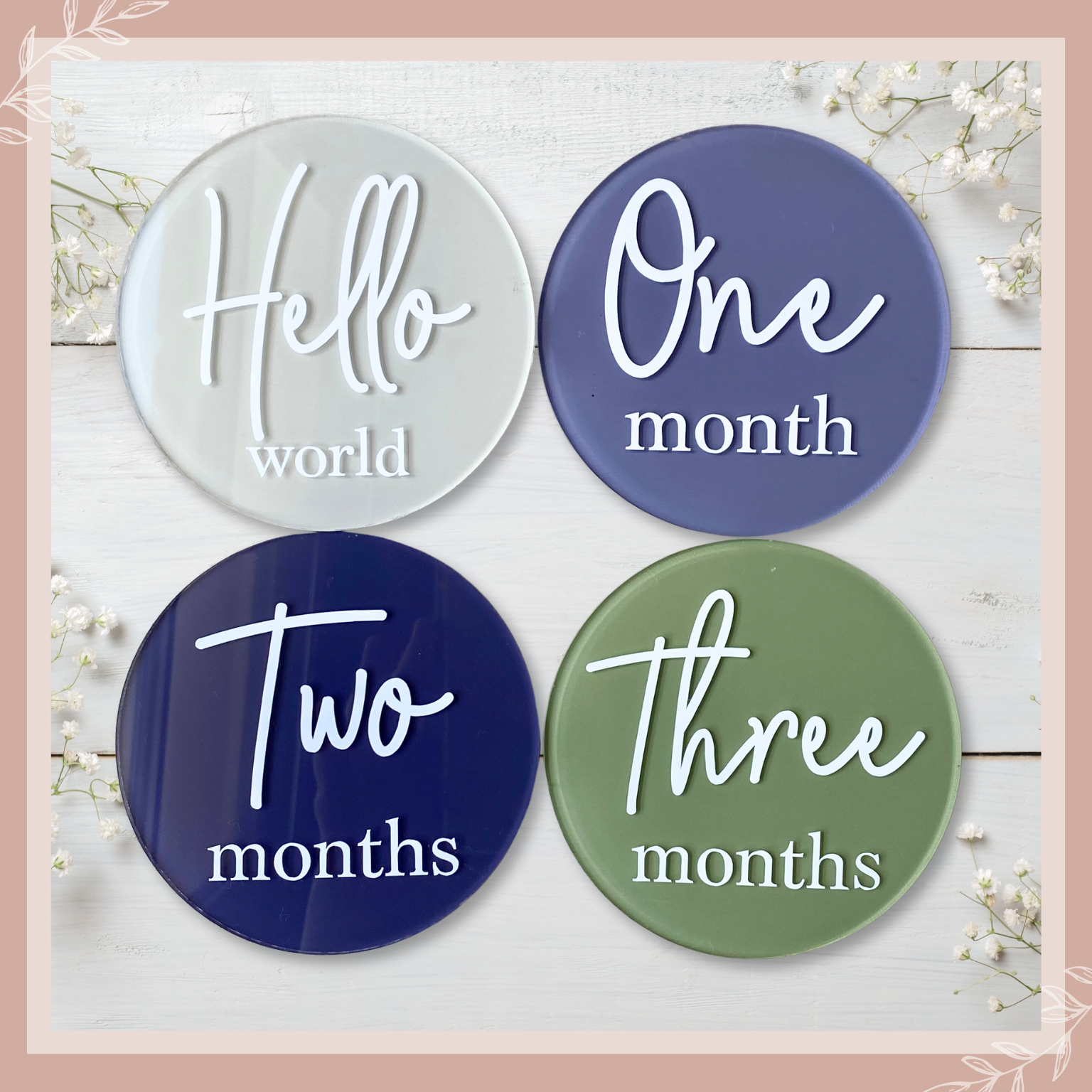 acrylic baby milestone discs, milestones,acrylic milestone discs, milestone set, baby gift, newborn, keepsake gift, keepsake item, keepsake