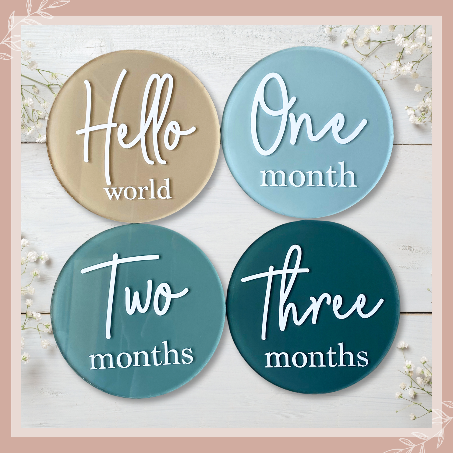 acrylic baby milestone discs, milestones,acrylic milestone discs, milestone set, baby gift, newborn, keepsake gift, keepsake item, keepsake