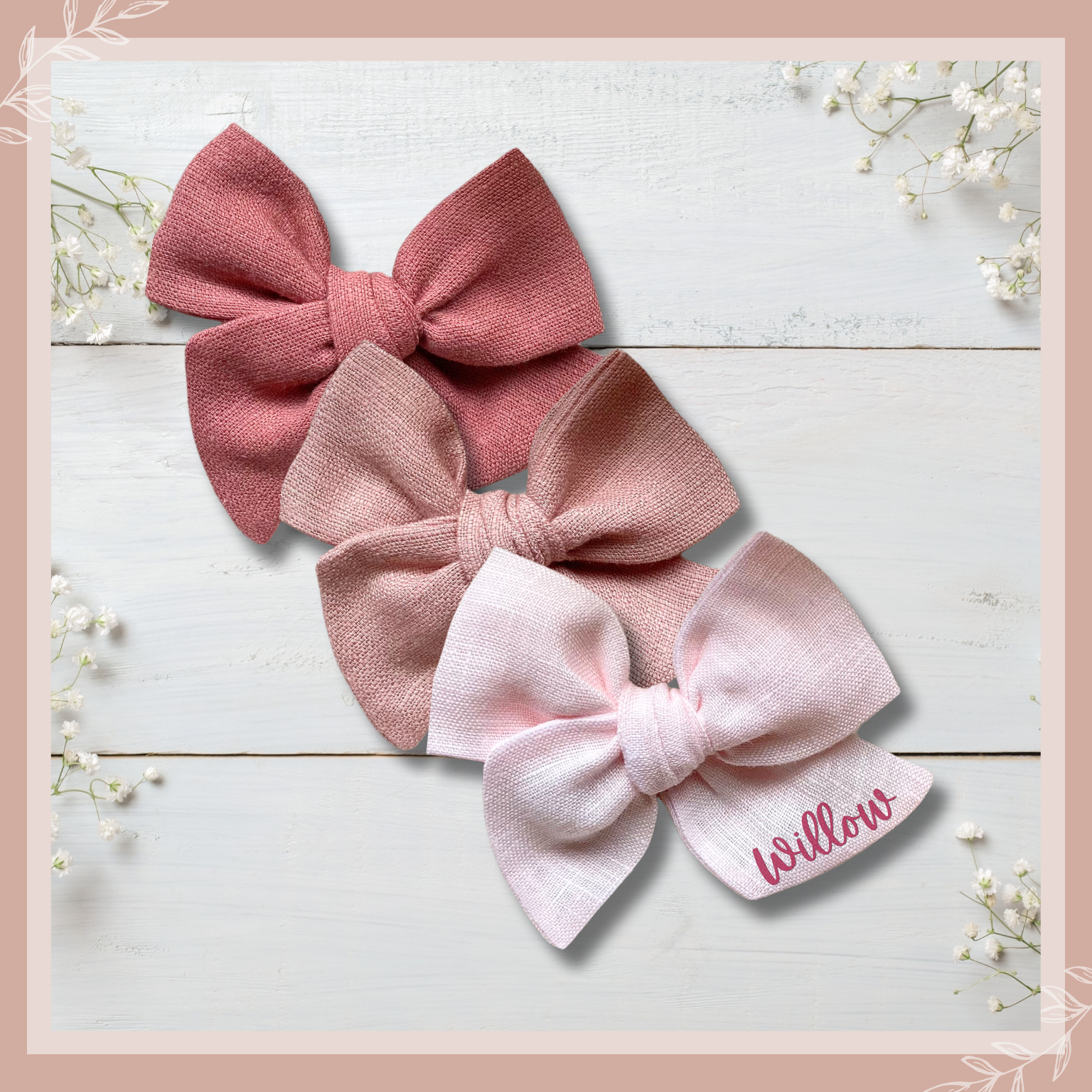 personalised baby bows, personalised bow, children bow, custom bow, hair clip, headband, Ryla and co, bambinibop,  baby bow, baby headband, baby keepsake, bow, baby bow, 